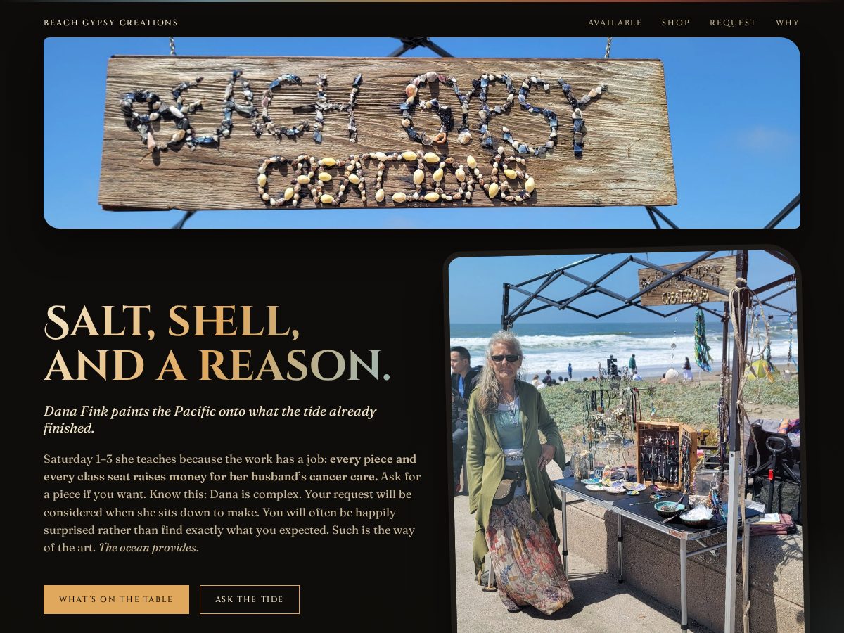 Landing-page snapshot of beachgypsycreations.art