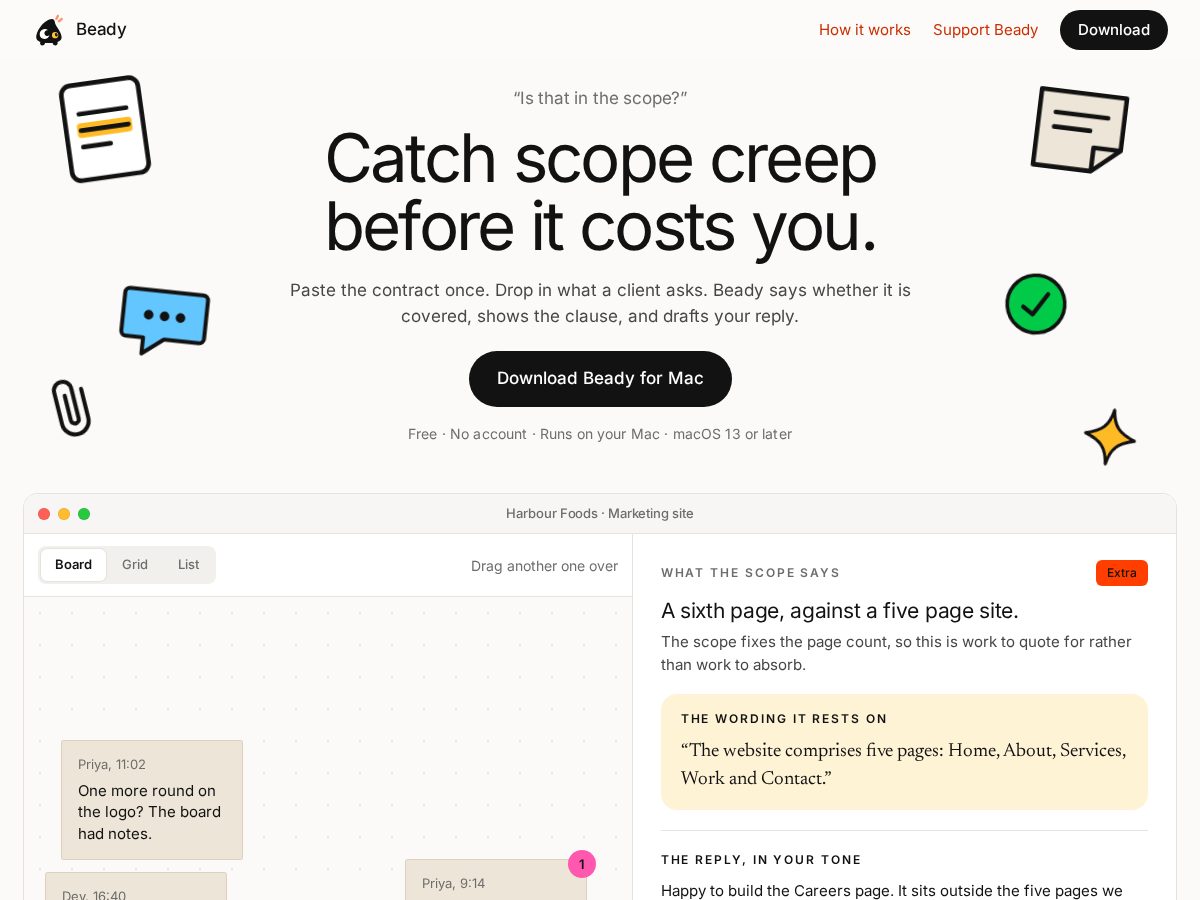 Landing-page snapshot of beady.app
