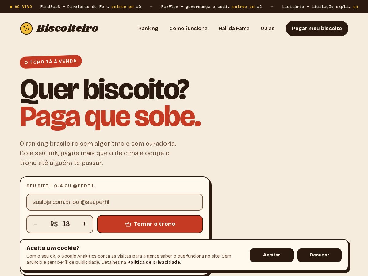 Landing-page snapshot of biscoiteiro.lol