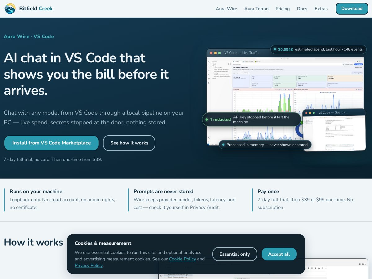 Landing-page snapshot of bitfieldcreek.com