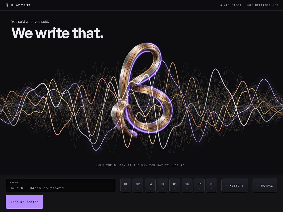 Landing-page snapshot of blaccent.app