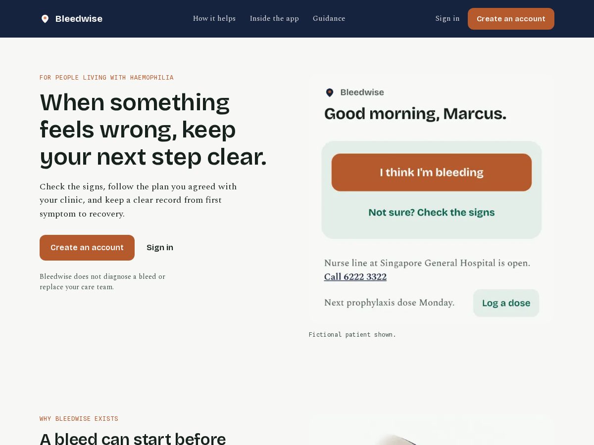 Landing-page snapshot of bleedwise.org