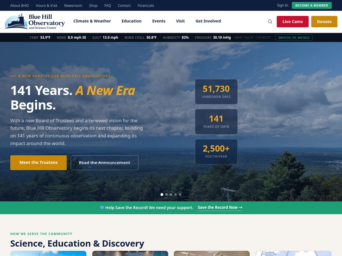 Landing-page snapshot of bluehill.live