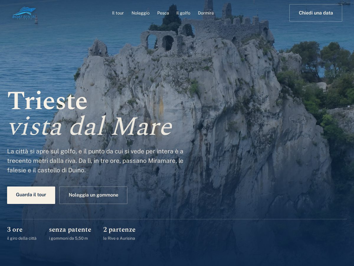 Landing-page snapshot of boatrentaltrieste.com