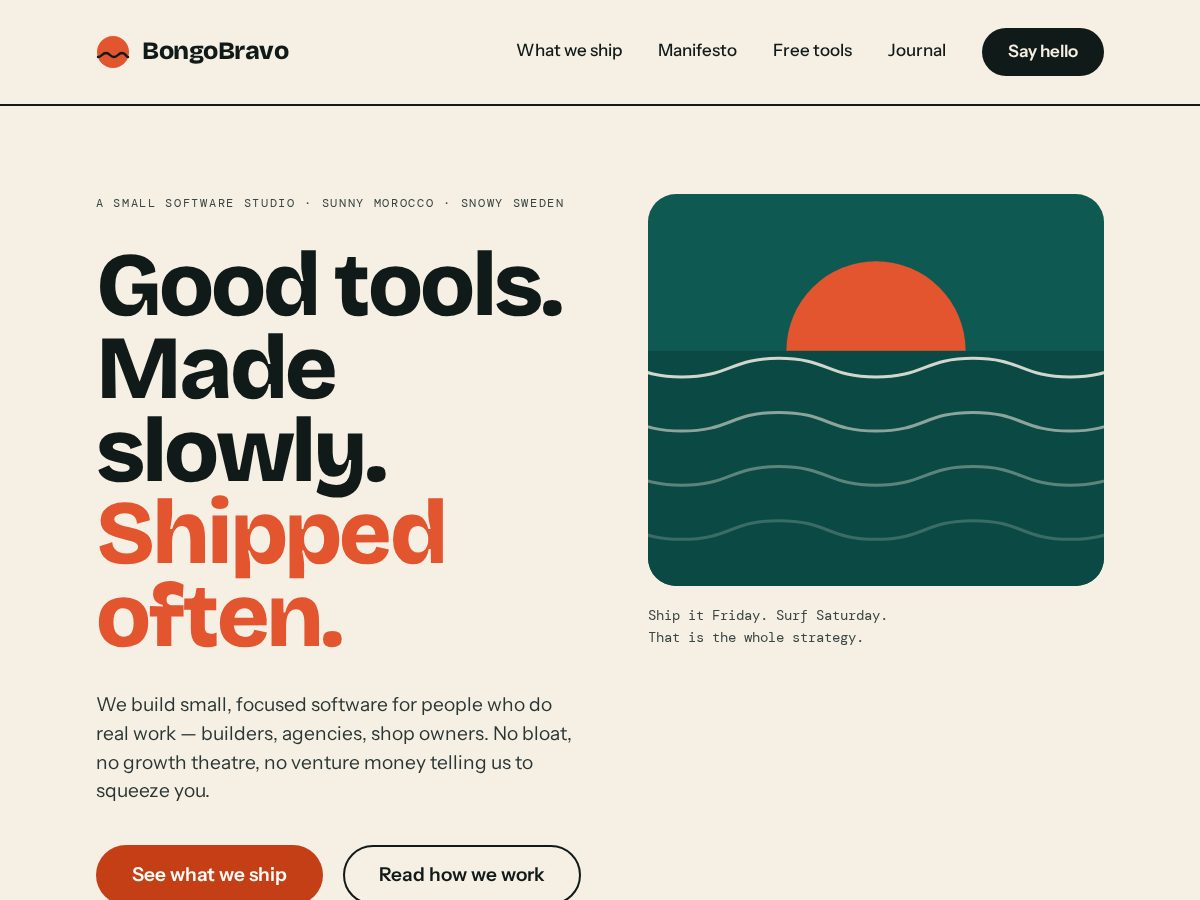 Landing-page snapshot of bongobravo.com