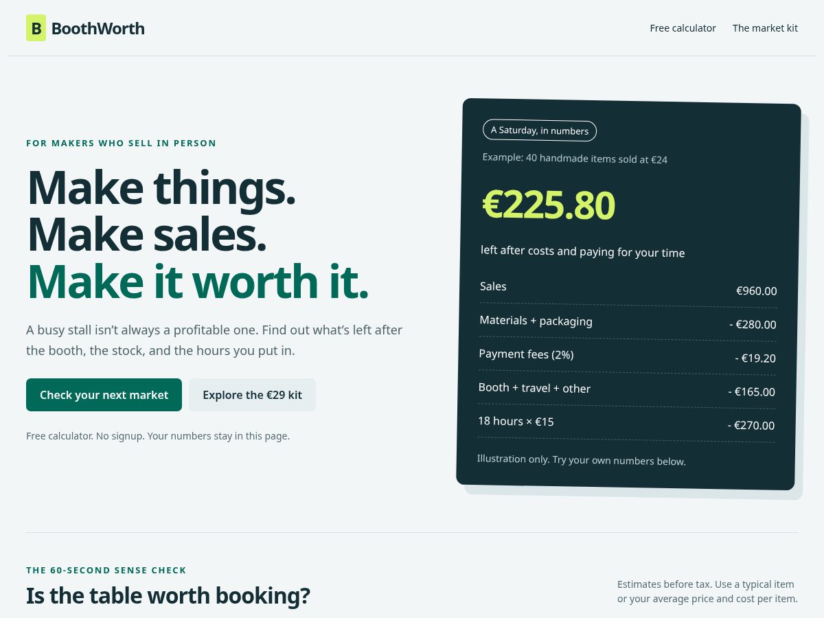 Landing-page snapshot of boothworth.com