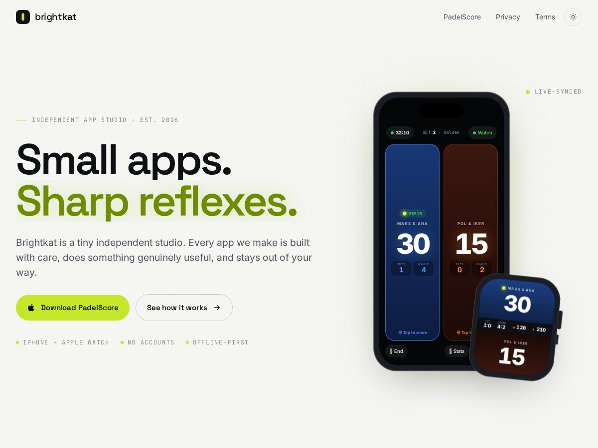 Landing-page snapshot of brightkat.app