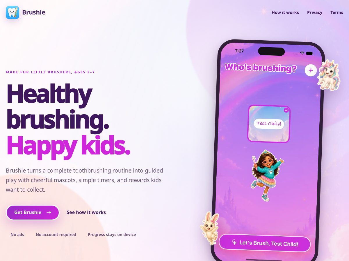 Landing-page snapshot of brushie.app