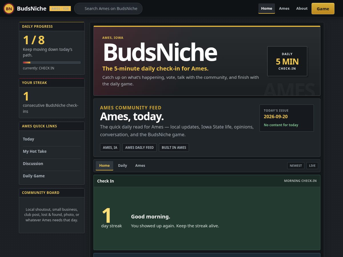 Landing-page snapshot of budsniche.com