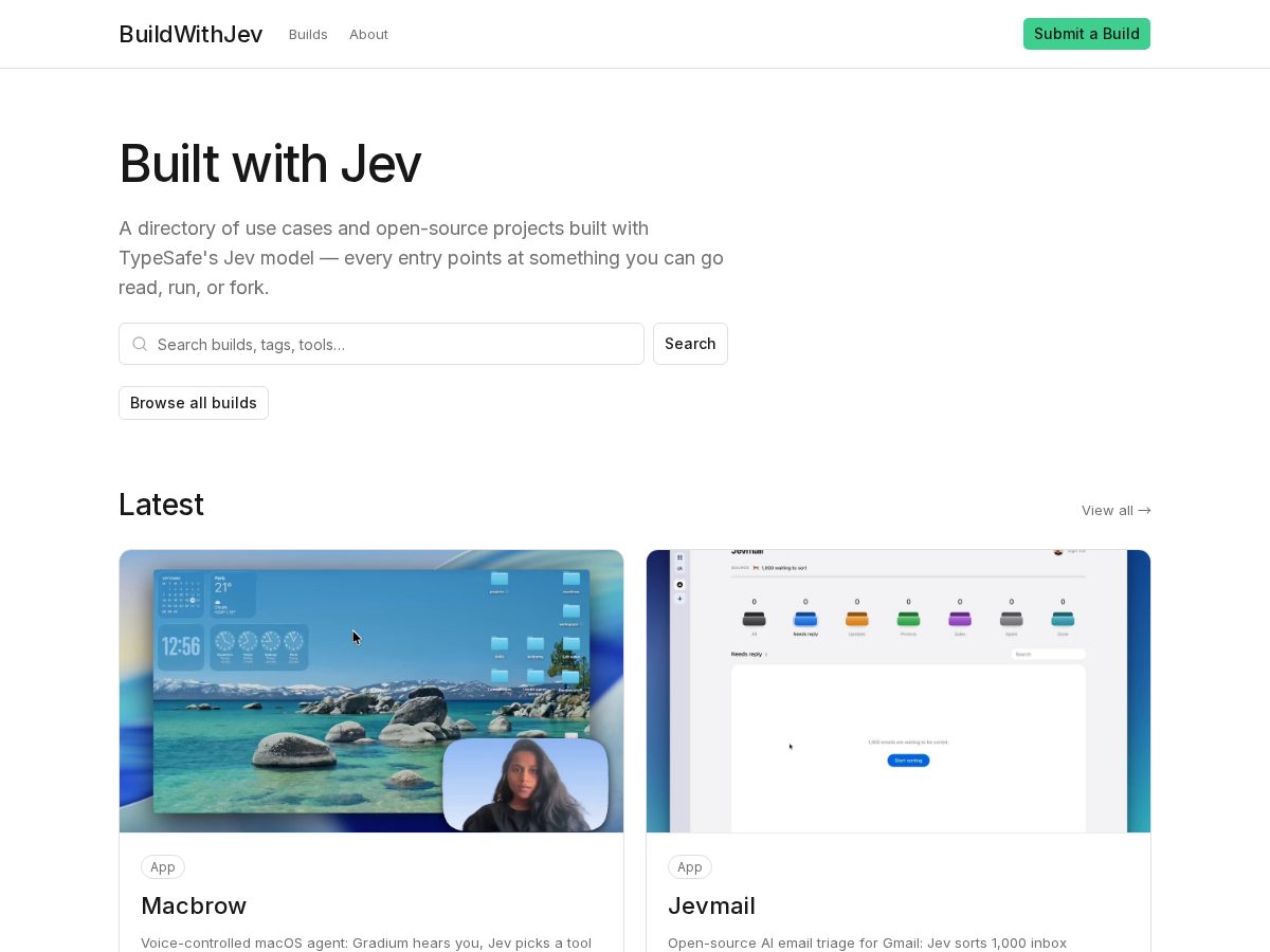 Landing-page snapshot of buildwithjev.com
