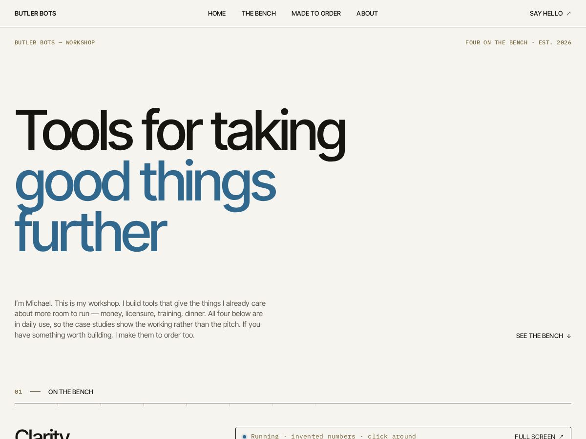 Landing-page snapshot of butlerbots.dev