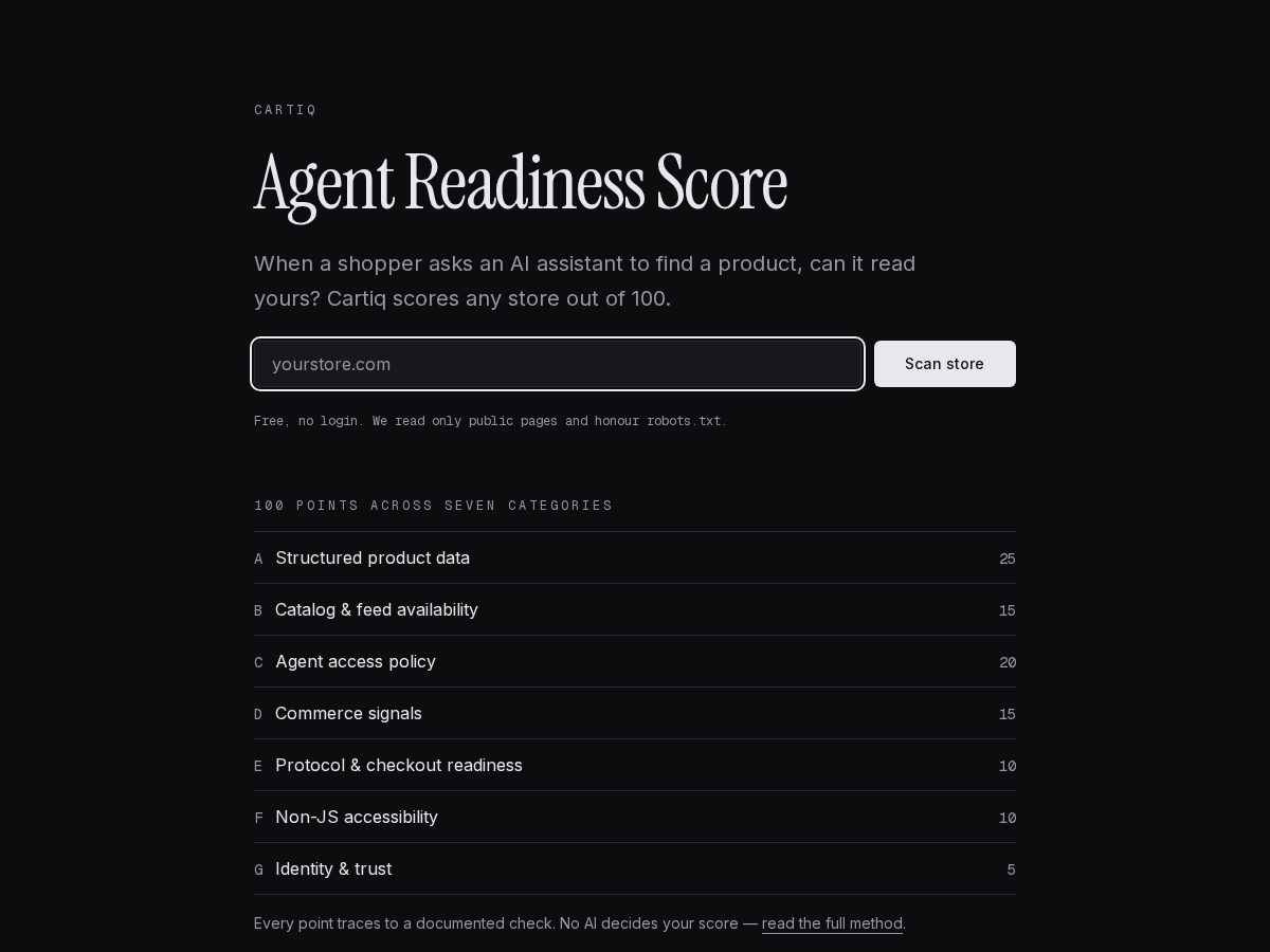 Landing-page snapshot of cartiqhq.com