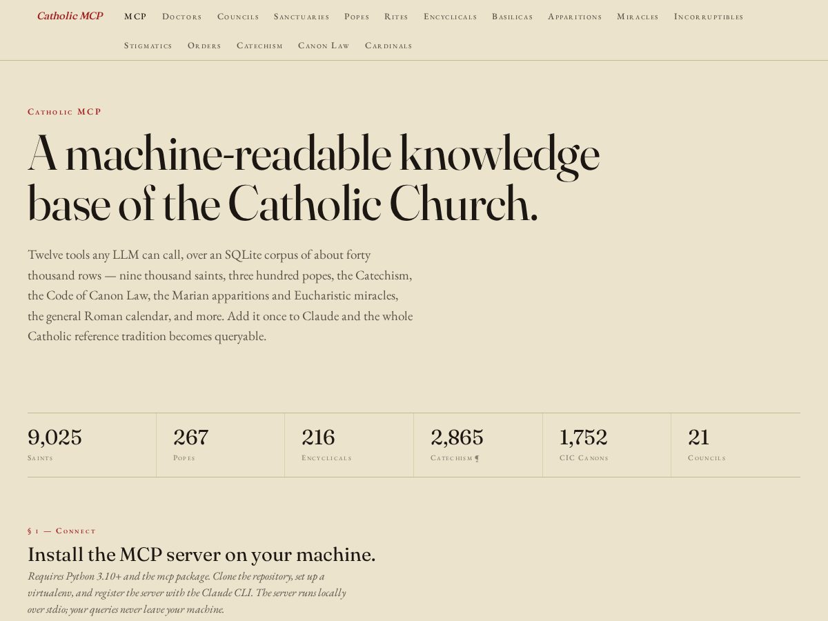 Landing-page snapshot of catholicmcp.com