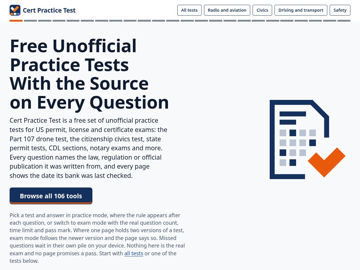 Landing-page snapshot of certpracticetest.com