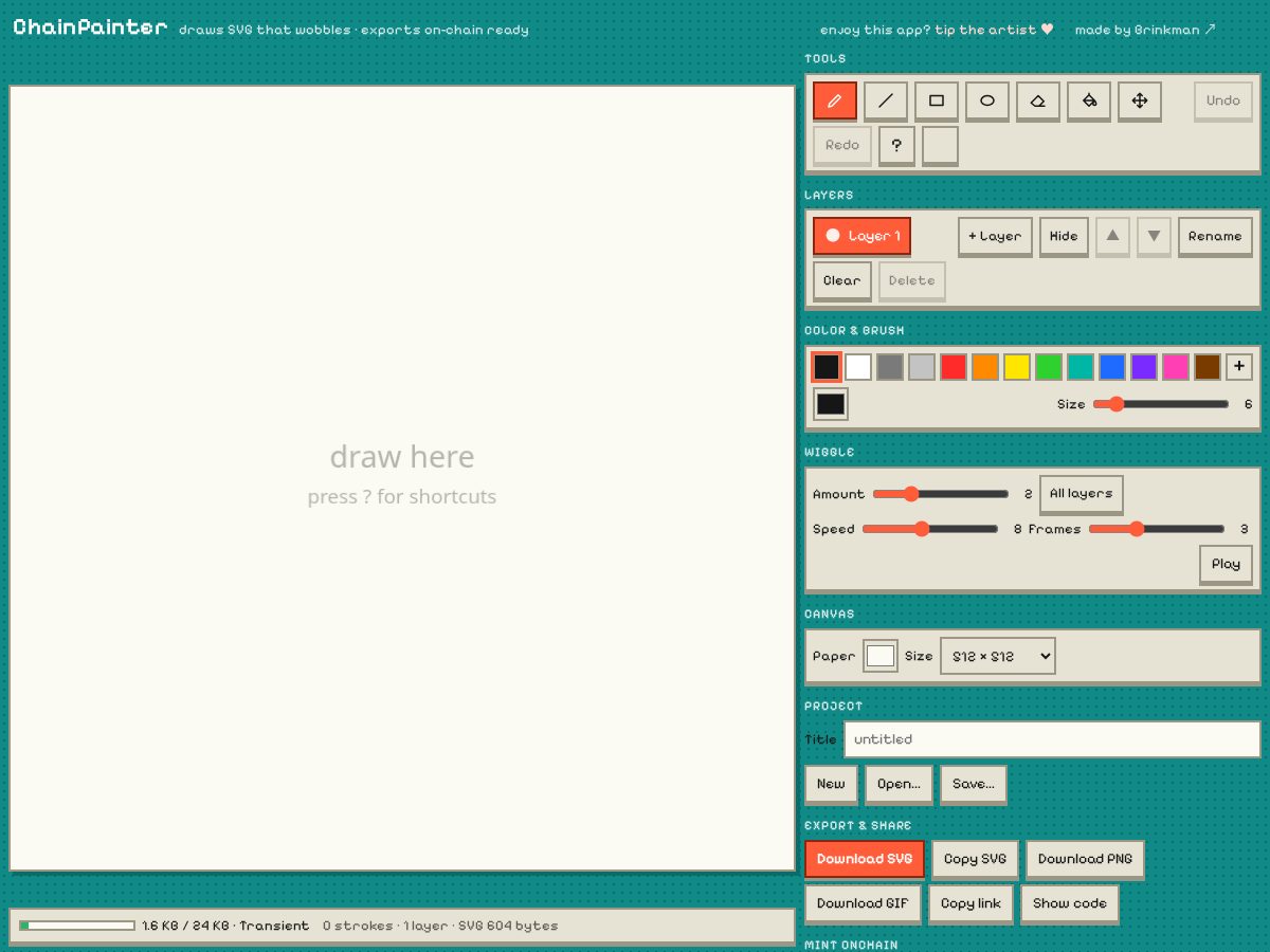 Landing-page snapshot of chainpainter.app