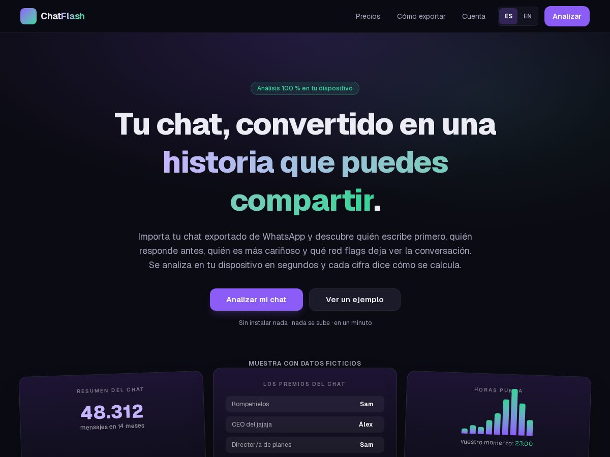 Landing-page snapshot of chatflash.app