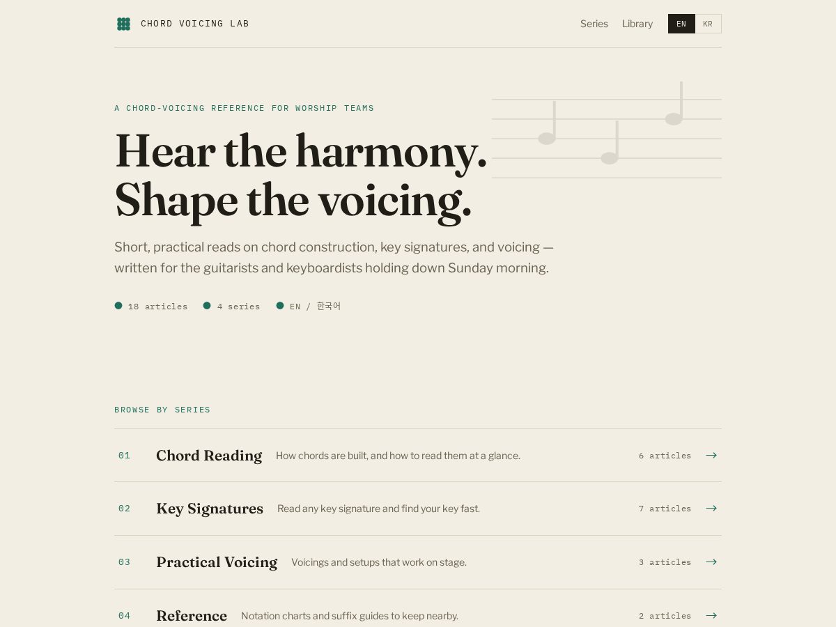Landing-page snapshot of chordvoicinglab.com