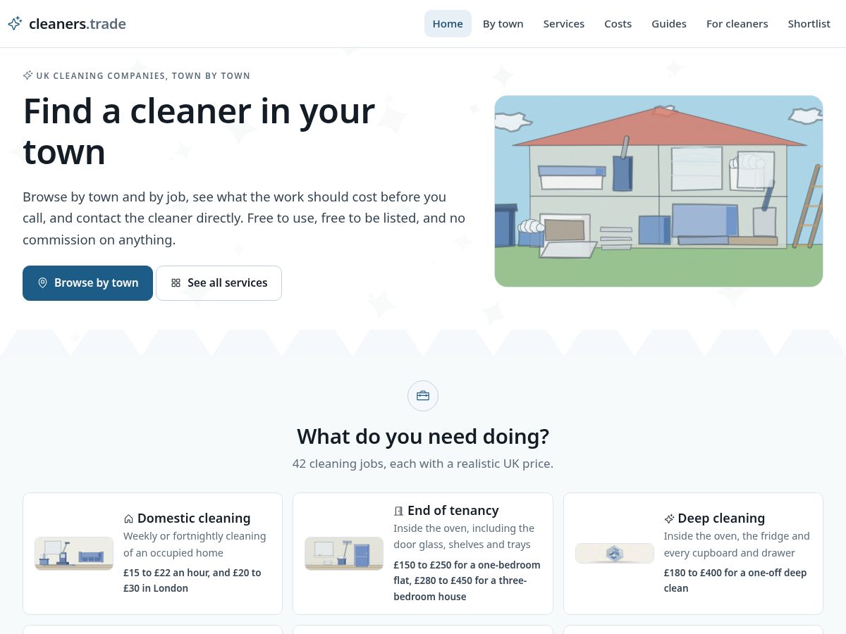 Landing-page snapshot of cleaners.trade
