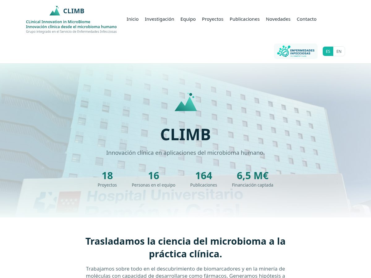Landing-page snapshot of climb-microbiome.org