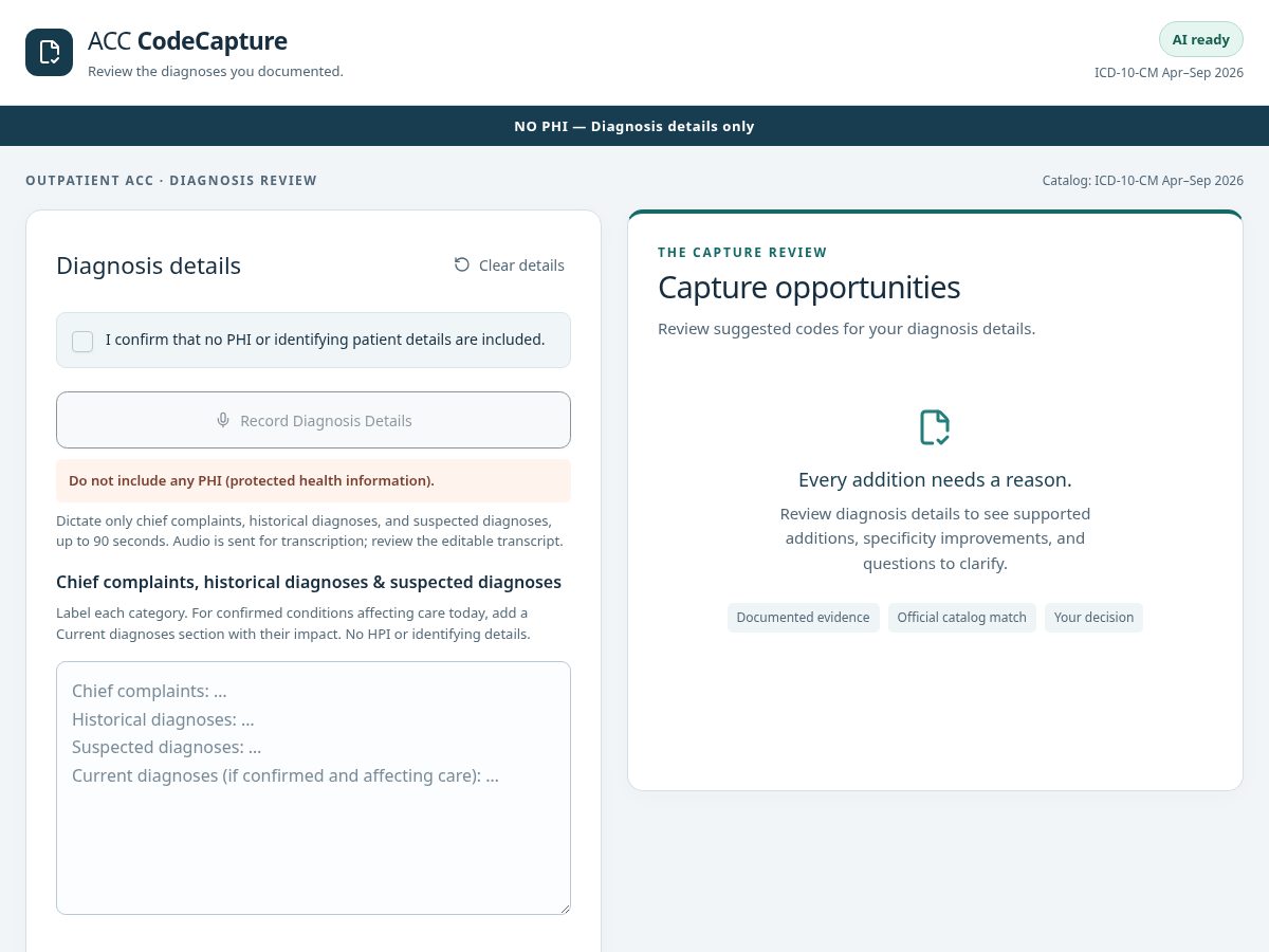 Landing-page snapshot of codecapture.app