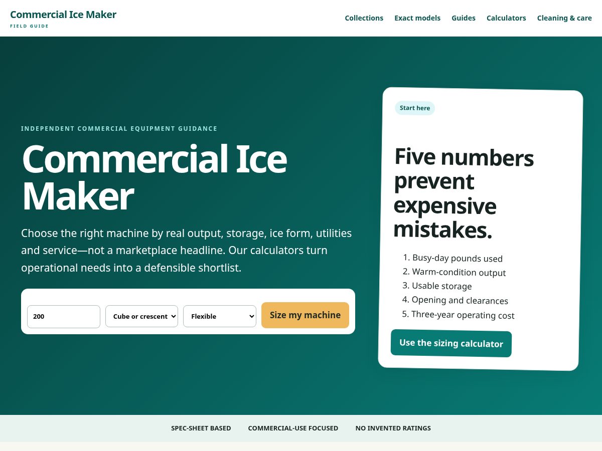 Landing-page snapshot of commercialicemaker.org