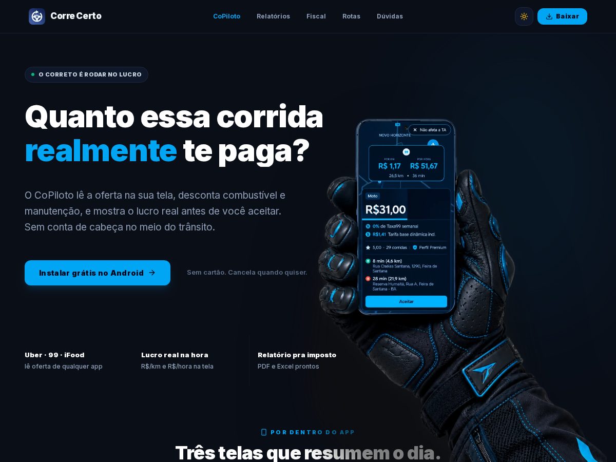 Landing-page snapshot of correcerto.app