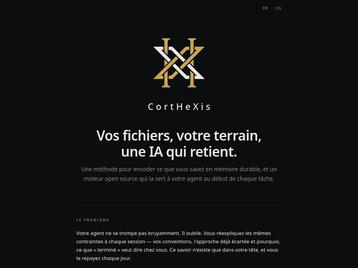 Landing-page snapshot of corthexis.com