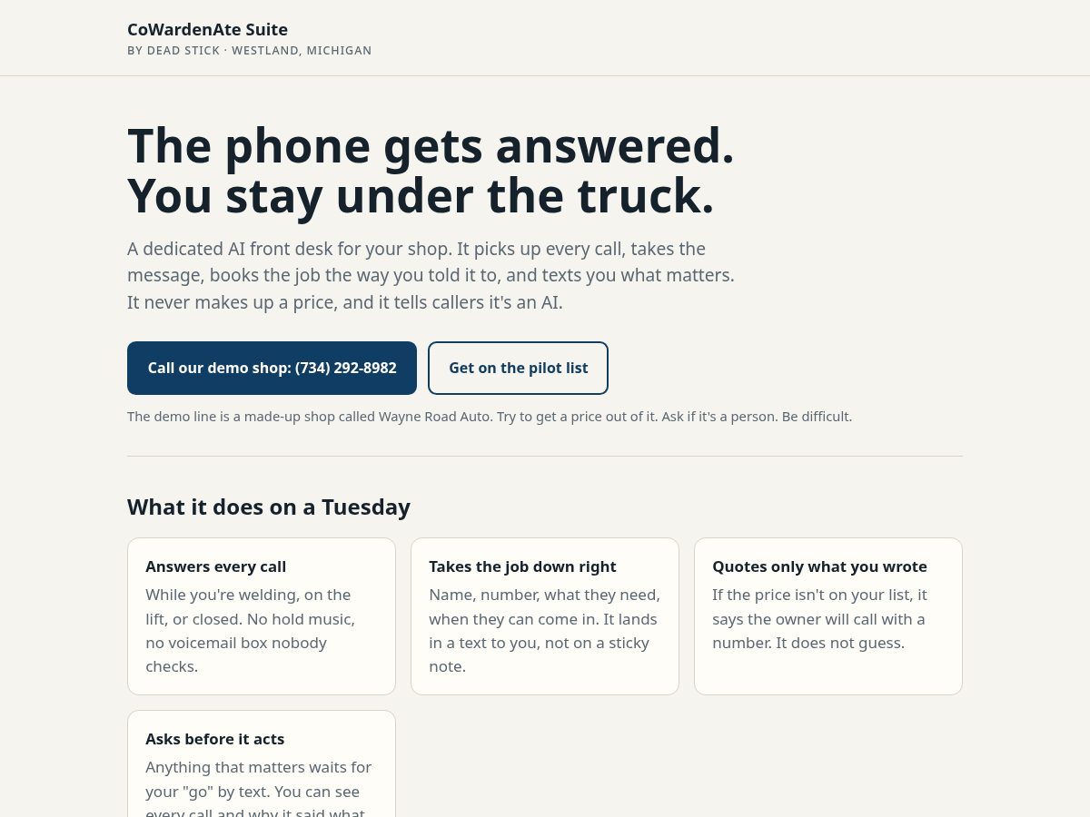 Landing-page snapshot of cowardenate.com