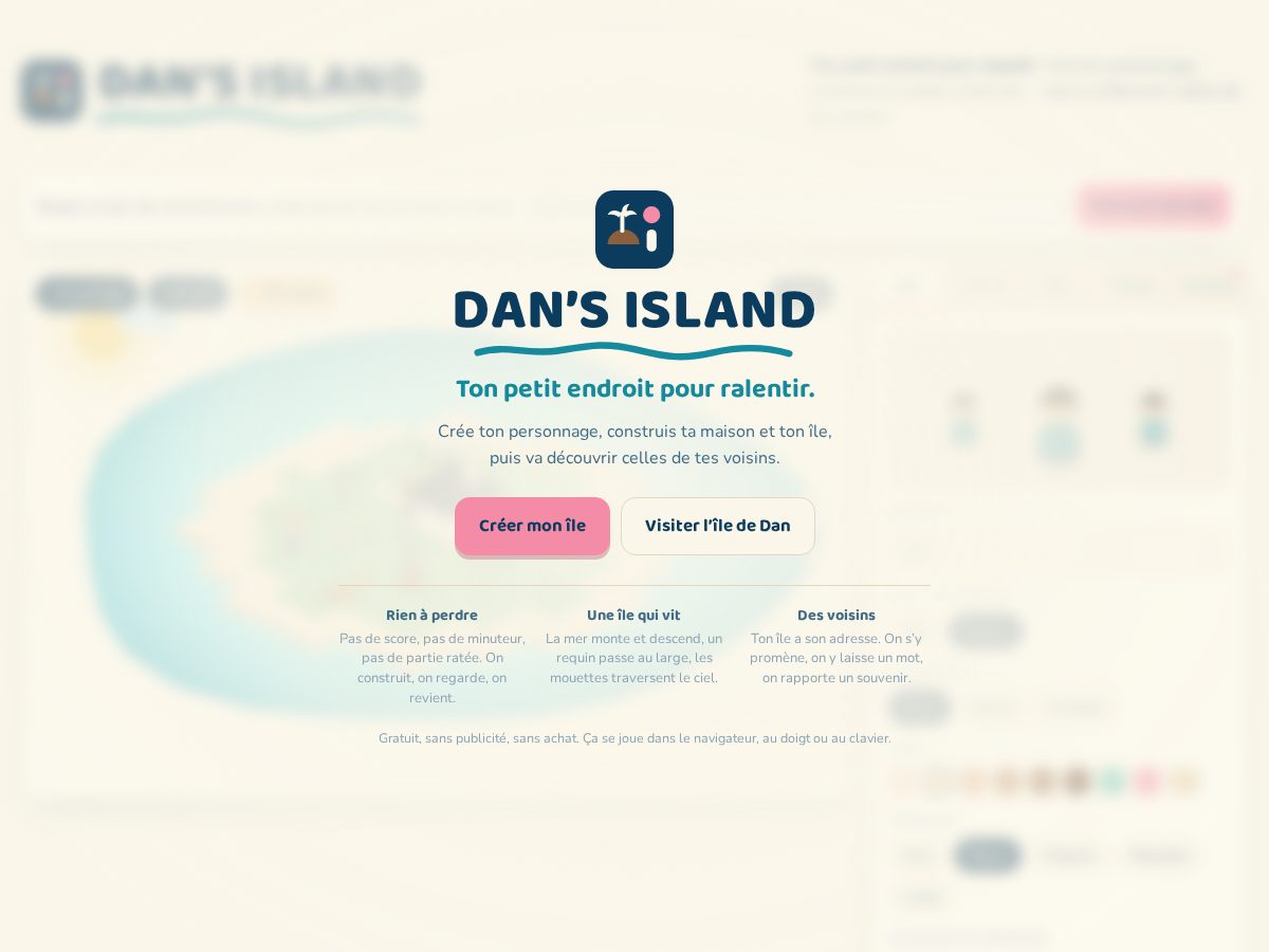 Landing-page snapshot of dansisland.app