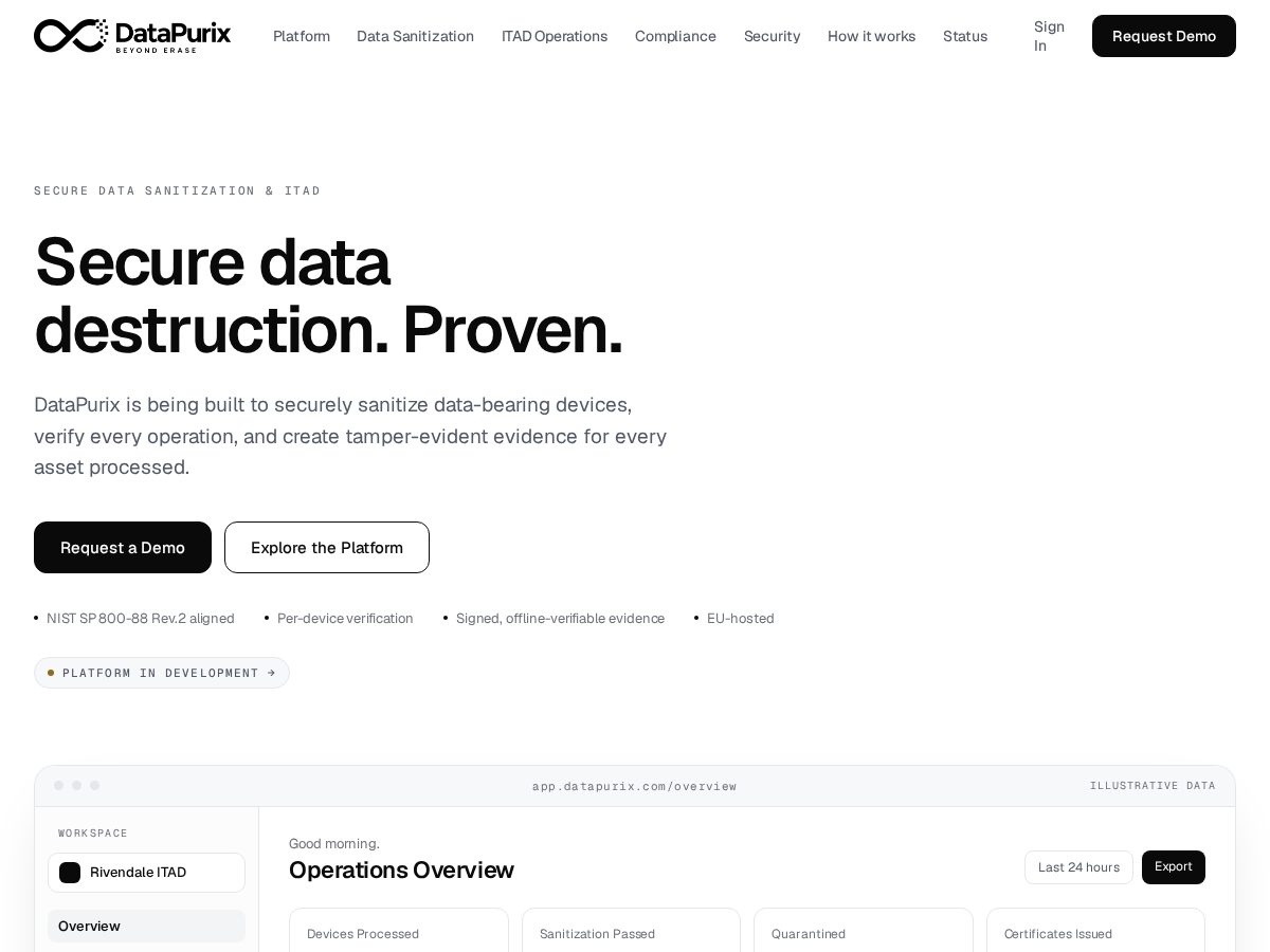 Landing-page snapshot of datapurix.com