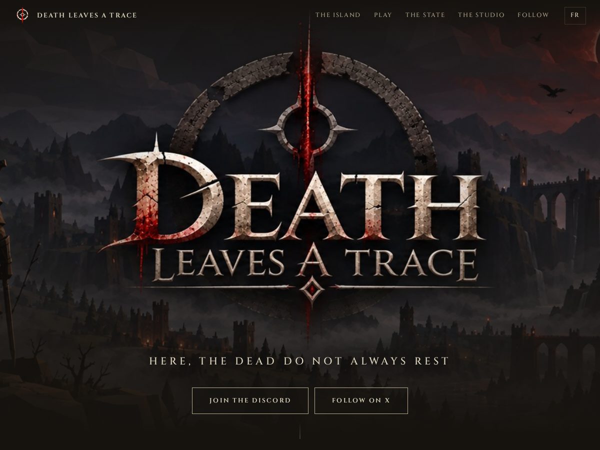 Landing-page snapshot of deathleavesatrace.com