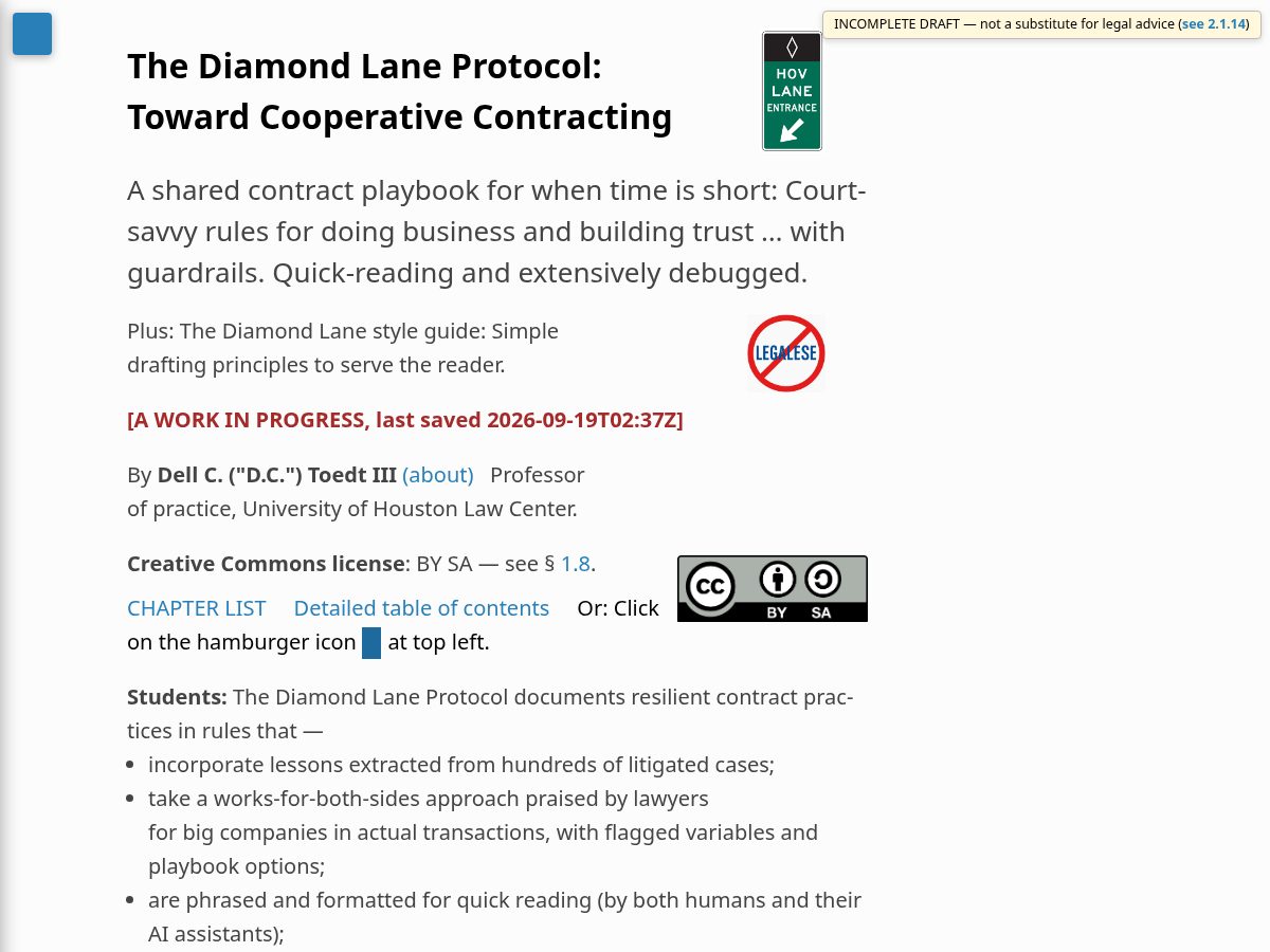 Landing-page snapshot of diamondlaneprotocol.org