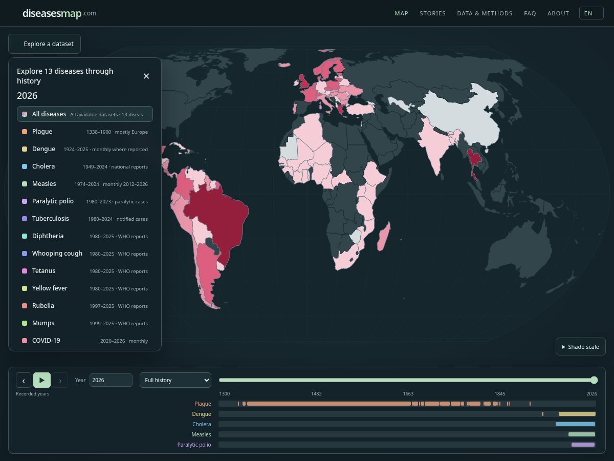 Landing-page snapshot of diseasesmap.com