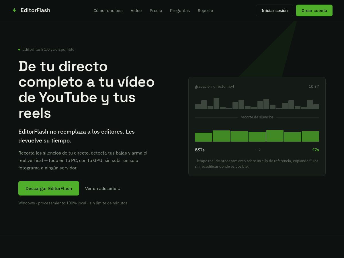 Landing-page snapshot of editorflash.app