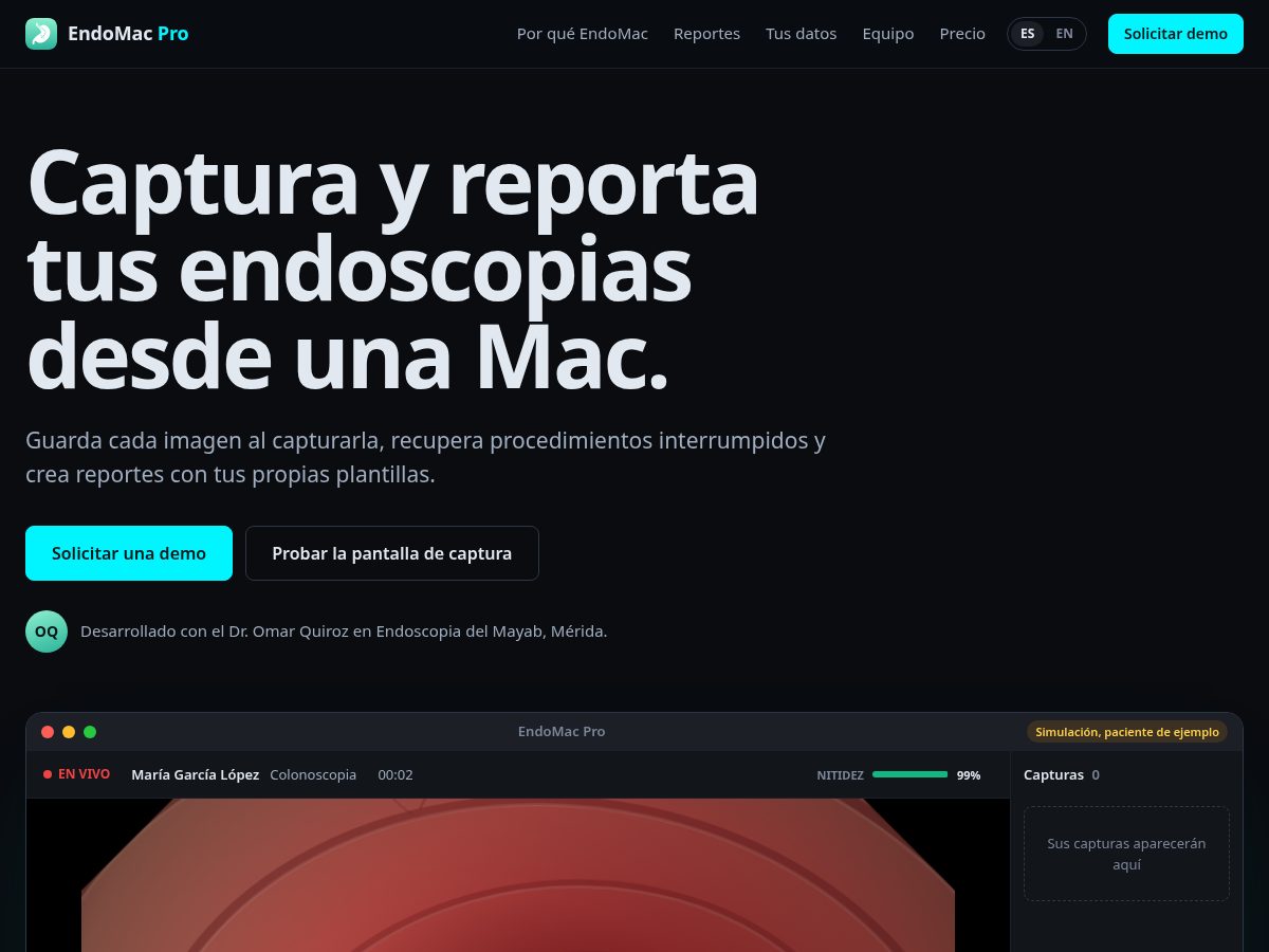 Landing-page snapshot of endomac.app