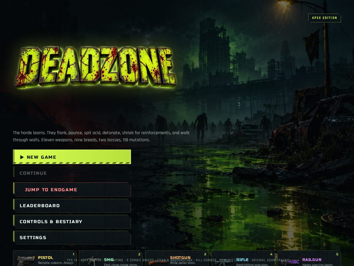 Landing-page snapshot of enterthedeadzone.com