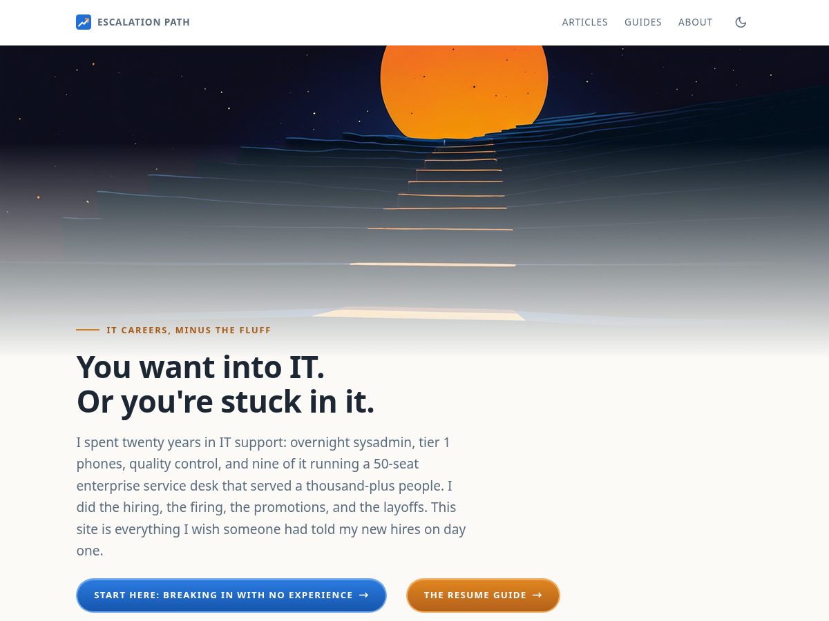 Landing-page snapshot of escalationpath.com