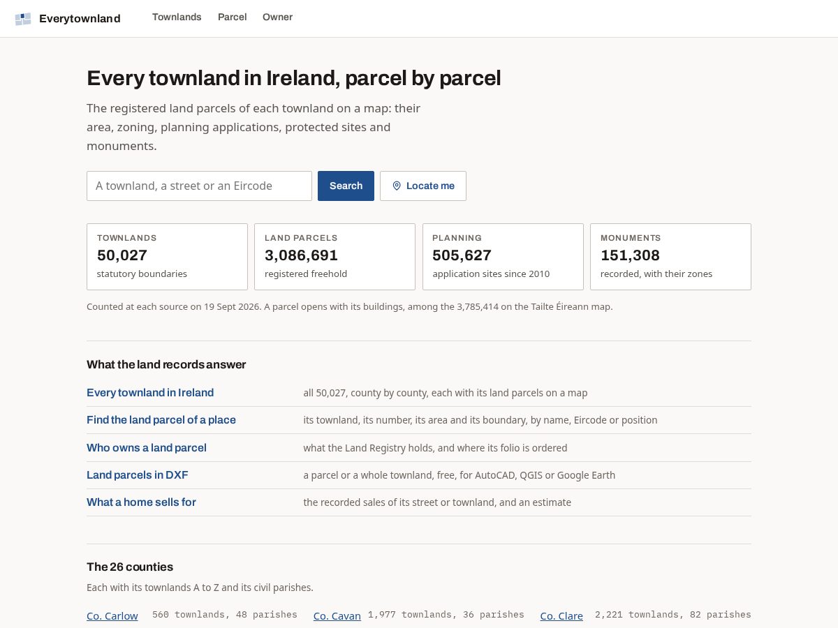 Landing-page snapshot of everytownland.com