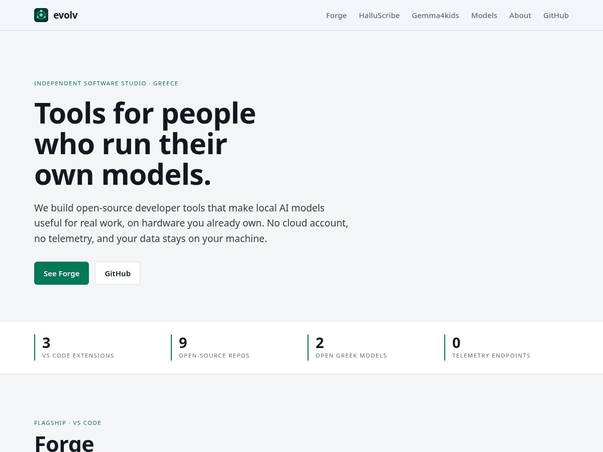 Landing-page snapshot of evolvlabs.dev