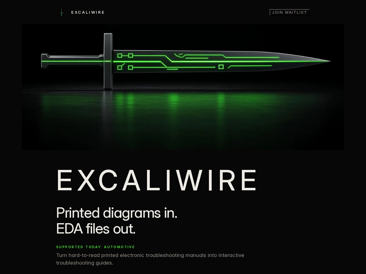 Landing-page snapshot of excaliwire.com