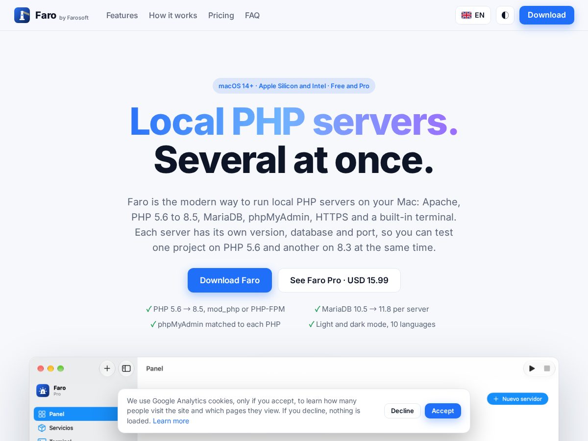 Landing-page snapshot of farosoft.dev