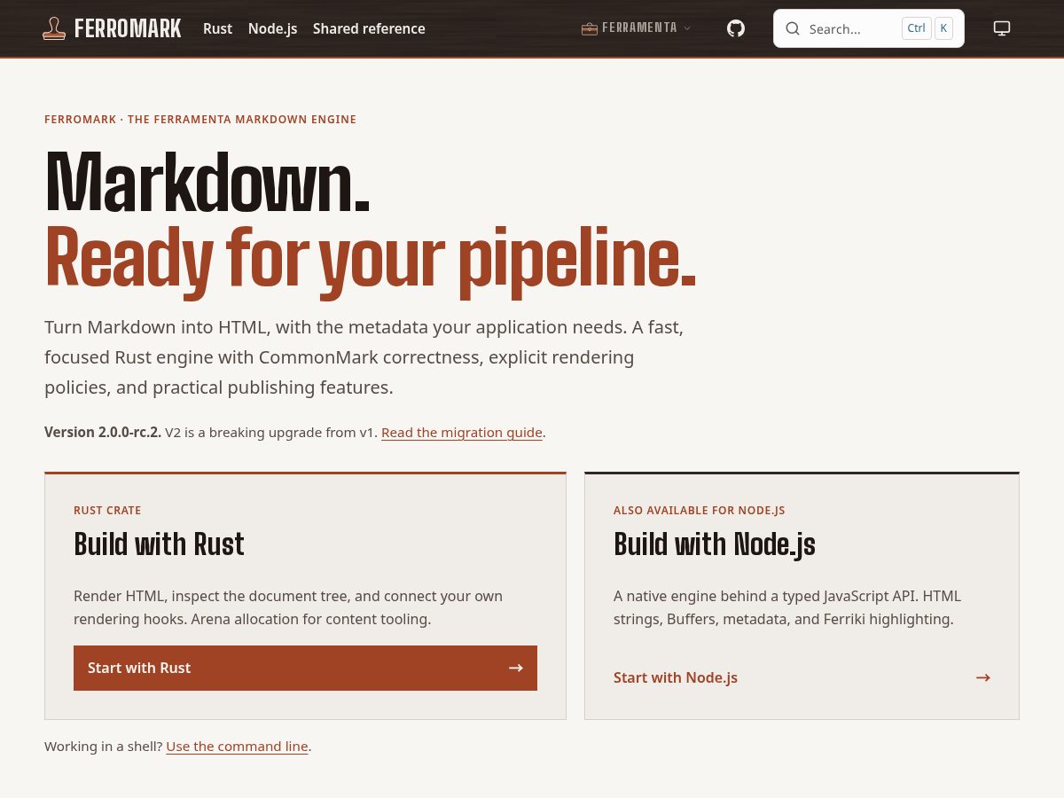 Landing-page snapshot of ferromark.dev