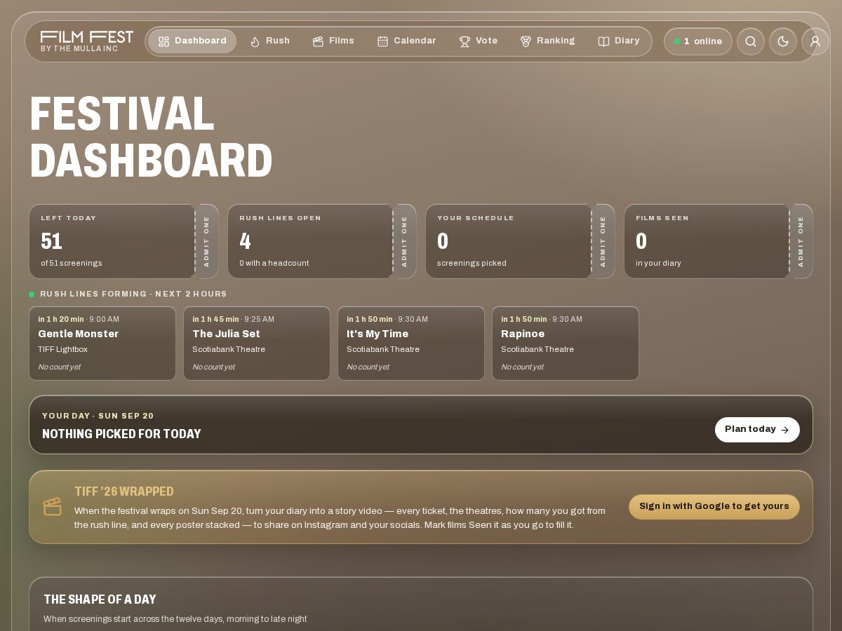 Landing-page snapshot of filmfestapp.com