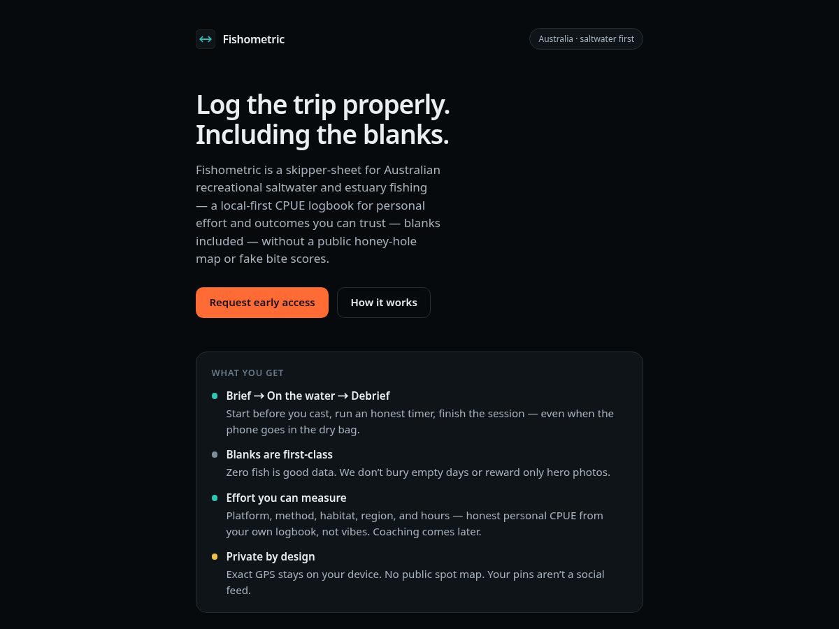 Landing-page snapshot of fishometric.com