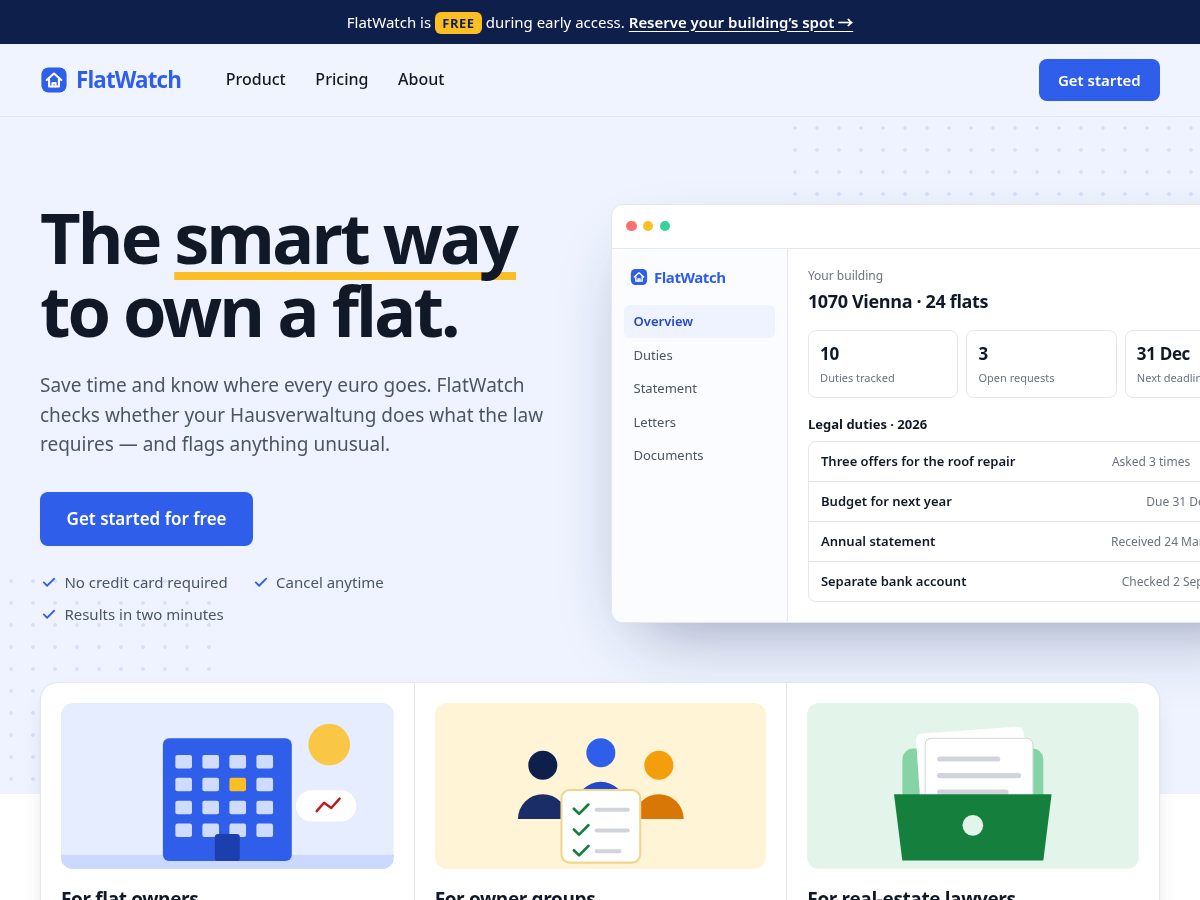 Landing-page snapshot of flatwatch.app