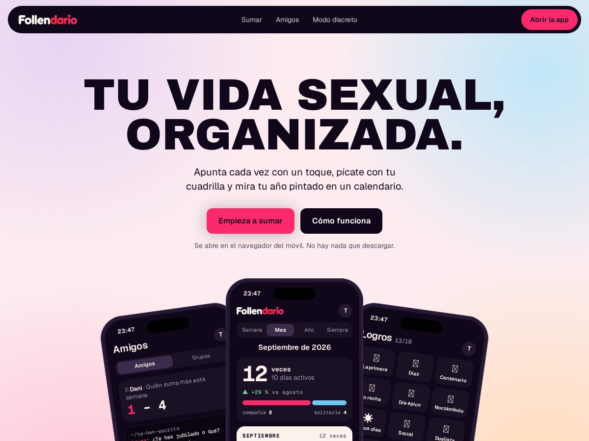 Landing-page snapshot of follendario.com