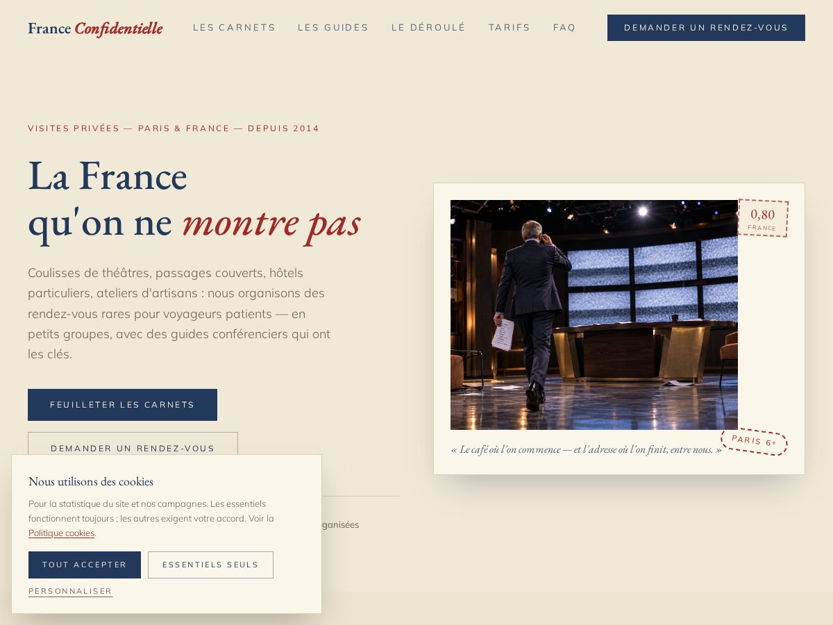 Landing-page snapshot of franceconfidentielle.click