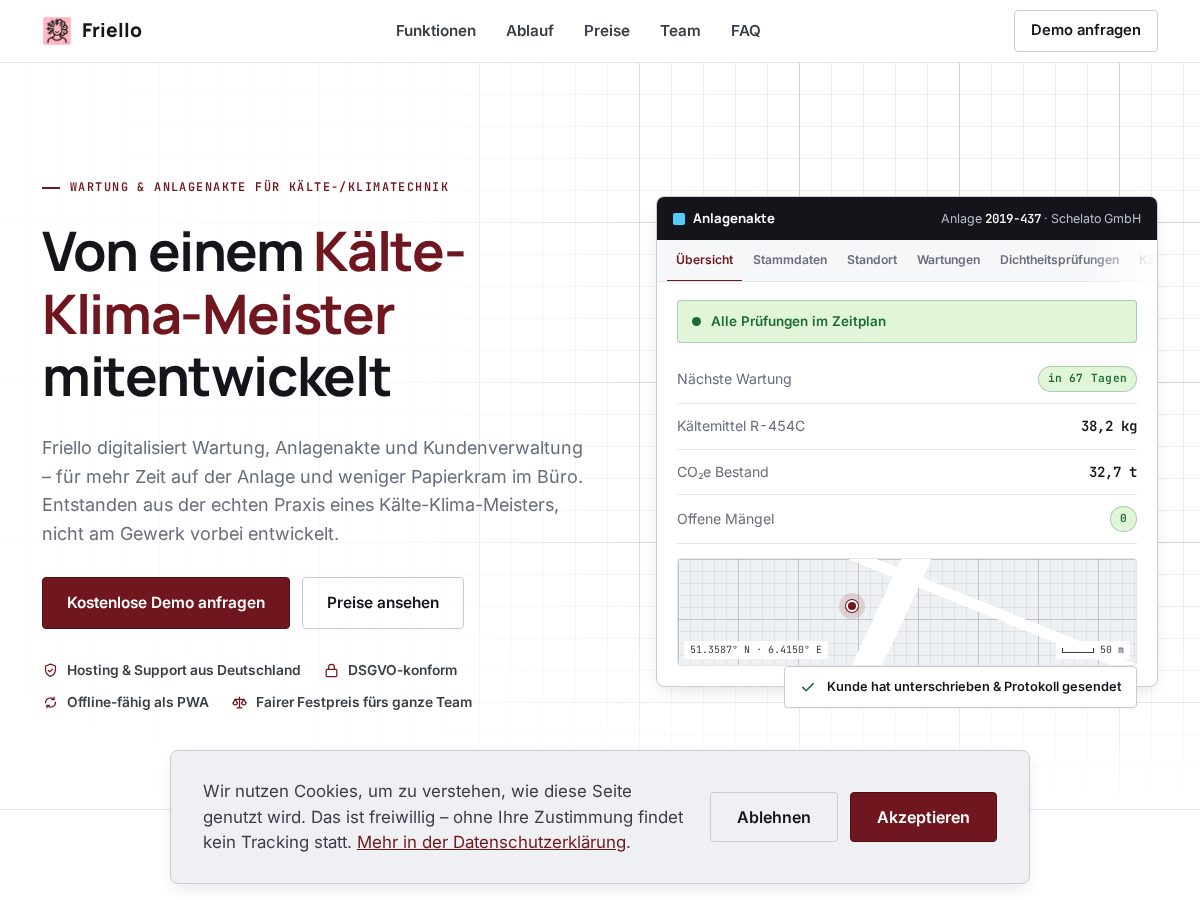 Landing-page snapshot of friello.app