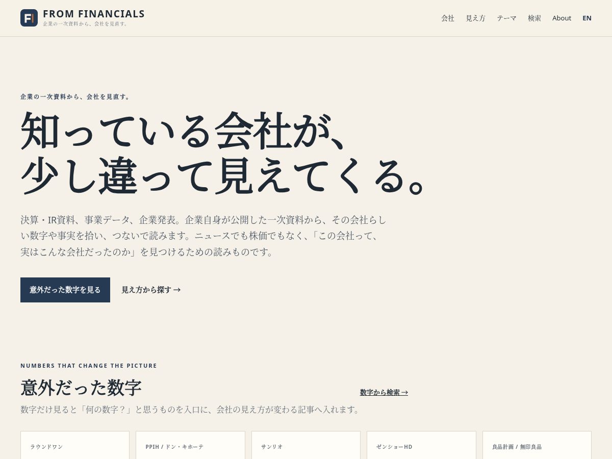 Landing-page snapshot of fromfinancials.com