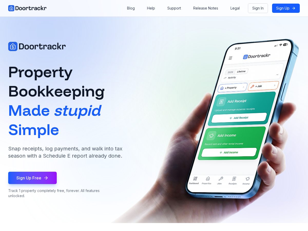 Landing-page snapshot of godoortrackr.com